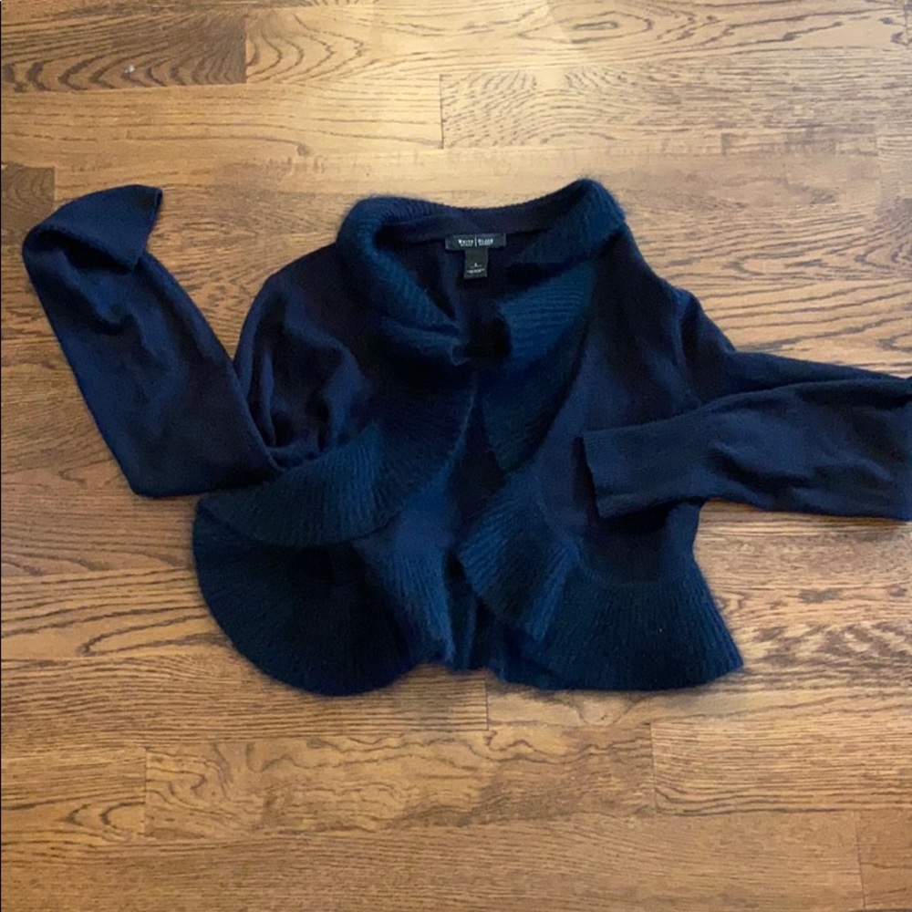 White House black market ruffle cardigan